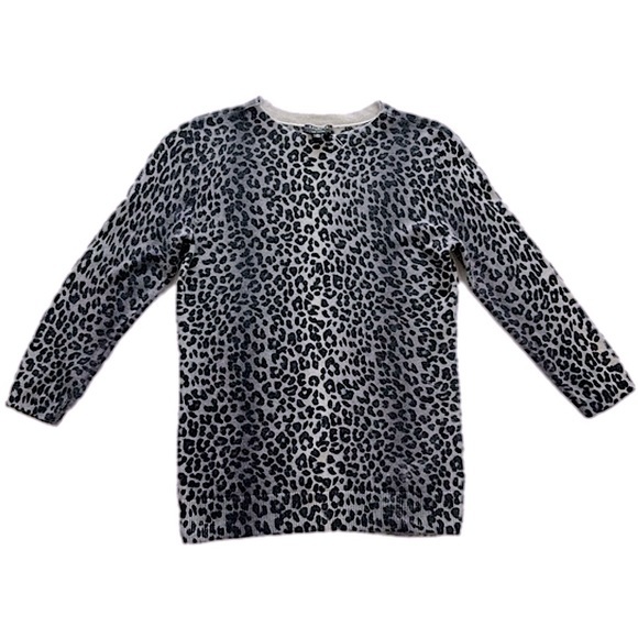 Talbots Sweaters - Talbots Sweater Small Petite Gray Black Cashmere Animal Print Soft Classic Women